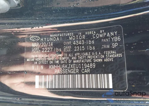 2014 Hyundai Genesis Coupe 3.8L из США, поврежденный, VIN KMHHU6KJXEU119489